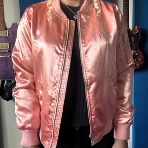 Forever 21 Satin Pink Bomber Jacket